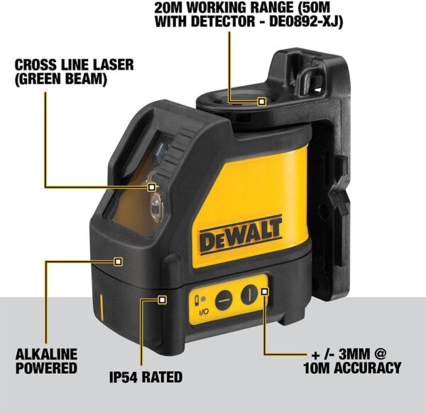 DEWALT DW088CG-XJ 2-Way Self Levelling Cross Line Green Beam Laser with Carry Case