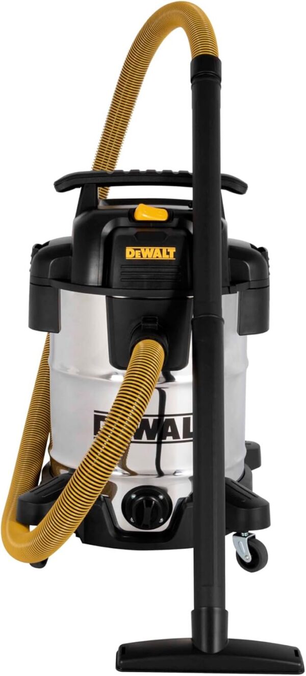 DEWALT DXV38SC Stainless Steel Wet & Dry Vacuum has a powerful motor generating16kPa of suction power. Ideal for almost any clean-up job, designed to handle both wet and dry materials with ease. A pow
