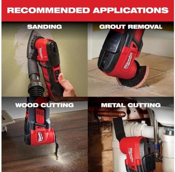 Milwaukee 4933446203 M18 18V Lithium Ion Cordless 18,000 OPM Orbiting Multi Tool with Woodcutting Blades and Sanding Pad with Sheets Included (Battery Not Included, Power Tool Only)