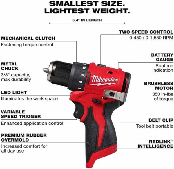 Milwaukee Electric – M12 SUBCOMPACT BRUSHLESS 3/8 Drill/Driver