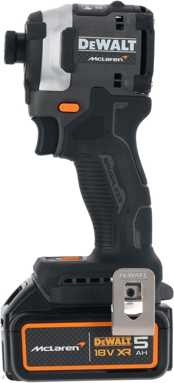 DeWalt DCF85MP2T McLaren F1 18V XR 1/4in Cordless Brushless Impact Driver with 2 x 5AH Batteries, Charger & Case