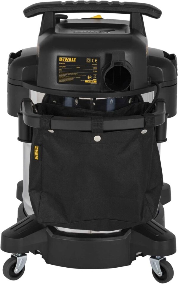 DEWALT DXV38SC Stainless Steel Wet & Dry Vacuum has a powerful motor generating16kPa of suction power. Ideal for almost any clean-up job, designed to handle both wet and dry materials with ease. A pow