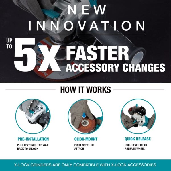 Makita DGA519Z 18V Li-ion LXT 125mm Brushless X-Lock Angle Grinder – Batteries and Charger Not Included