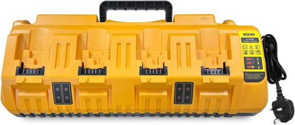 4 Ports Battery Charger Compatible with Dewalt Battery, Battery Charger Replacement for Dewalt DCB Series Battery, 3.0A 12V 18V 20V MAX Li-ion Charger with double 2.1A USB Ports