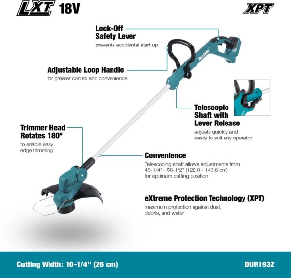 Makita DUR193Z 18V Li-ion LXT Line Trimmer – Batteries and Charger Not Included