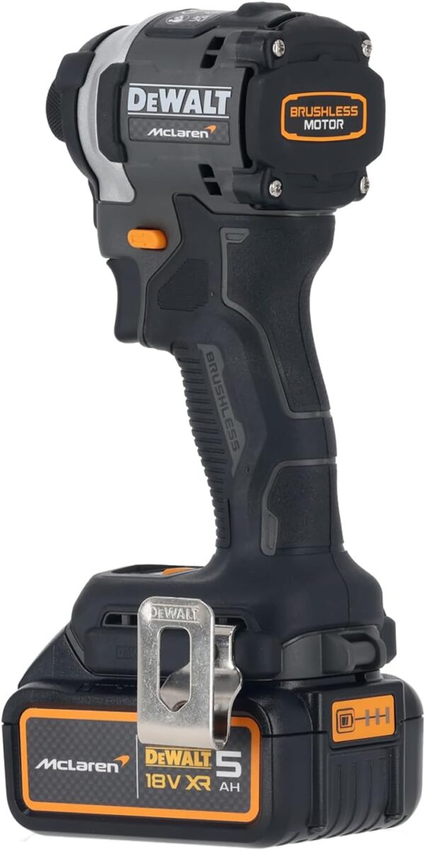 DeWalt DCF85MP2T McLaren F1 18V XR 1/4in Cordless Brushless Impact Driver with 2 x 5AH Batteries, Charger & Case