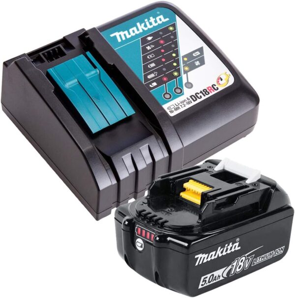 Makita DC 18 RC battery quick charger + Makita BL 1850 – 18 V 5.0 Ah Li-Ion battery