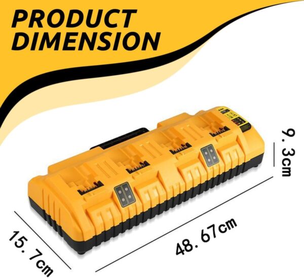 4 Ports Battery Charger Compatible with Dewalt Battery, Battery Charger Replacement for Dewalt DCB Series Battery, 3.0A 12V 18V 20V MAX Li-ion Charger with double 2.1A USB Ports