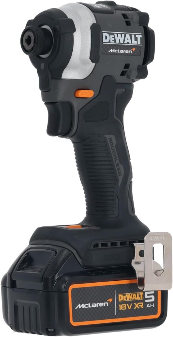 DeWalt DCF85MP2T McLaren F1 18V XR 1/4in Cordless Brushless Impact Driver with 2 x 5AH Batteries, Charger & Case