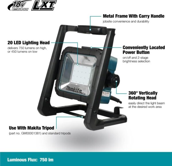 Makita DML805/2 Cordless/ 240V Worklight – Battery And Charger Not Included [Energy Class A]