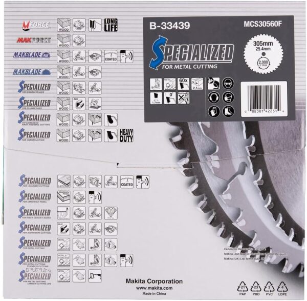 Makita B-33439 Specialized Metal Cutting Saw Blade 305×25.4x60T