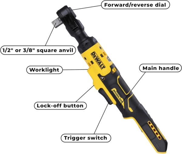 DEWALT DCF512N-XJ 18V XR Brushless 1/2″ Open Head Ratchet – Bare Unit