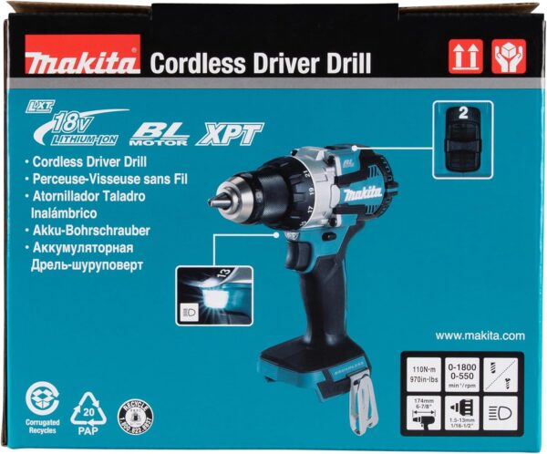 Makita DDF489Z 18V Li-ion LXT Brushless 13mm Drill Driver – Batteries and Charger Not Included