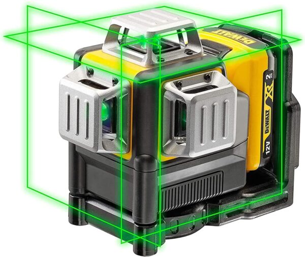 DEWALT Self Levelling Multi Line 3 x 360 Degrees Green Beam Laser 12V MAX* with Battery 2.0Ah Li-Ion and Charger Carry Case DCE089D1G