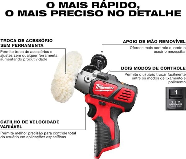 Milwaukee 2438-20 M12 Variable Speed Polisher/Sander â€“ Bare Tool