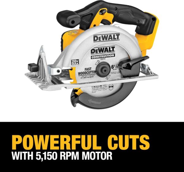 DEWALT DCS391 Circular Saw XR 165 mm Bare Unit, 9 W, 18 V, Yellow/Black